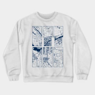 Ottawa, Ontario, Canada City Map Typography - Coastal Crewneck Sweatshirt